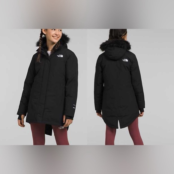 The North Face Girls’ Arctic Swirl Parka Black Down Puffer Winter Coat Sz S 7/8 - Picture 2 of 16